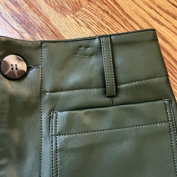 The Colette Faux-Leather Crop Wide-Leg Pants by Maeve Sz25P Forest Green Anthro - Picture 8 of 15